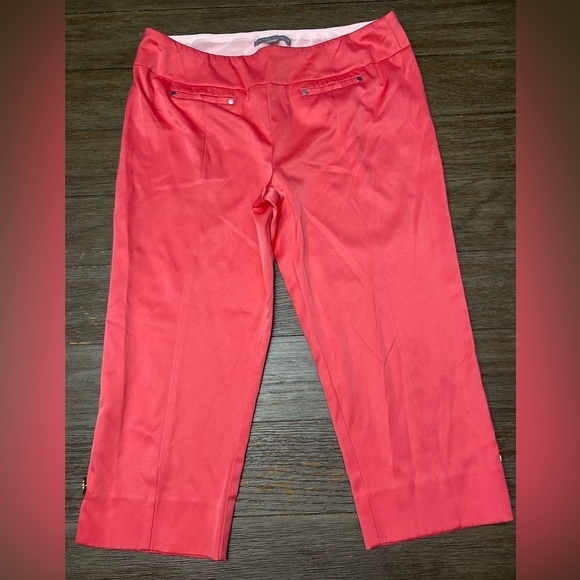 Valerie Stevens Pink Ankle Crop Capri Pants Faux Pockets Size 10P - Picture 1 of 9